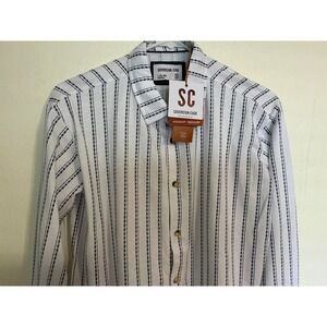 NWT Sovereign Code Kids Boys 14-16 Button Up Shirt White Blue Stripes